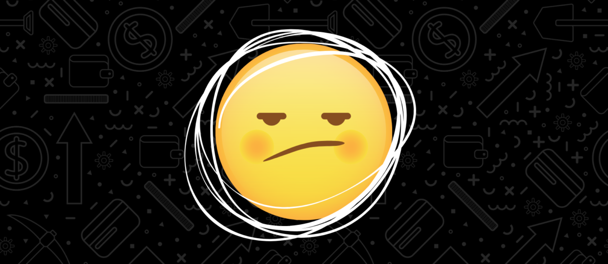 Animated upset emoji on black background